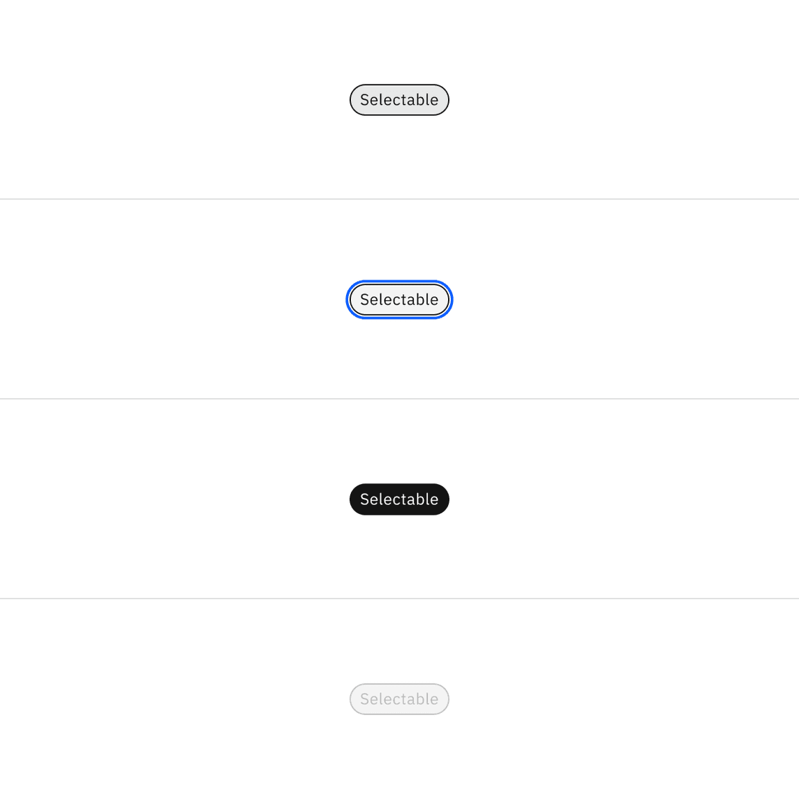 Selectable tag interactive colors.